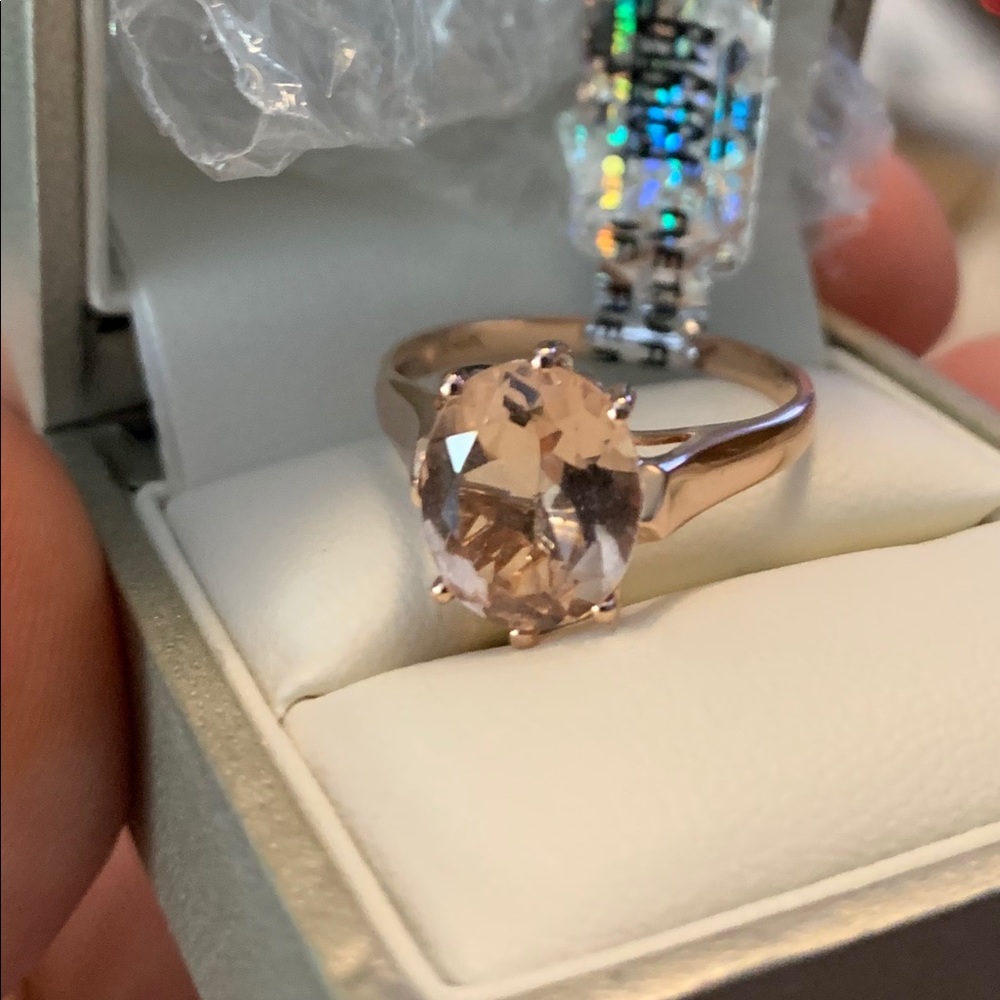 Stunning 3ct natural morganite 14K rose gold ring